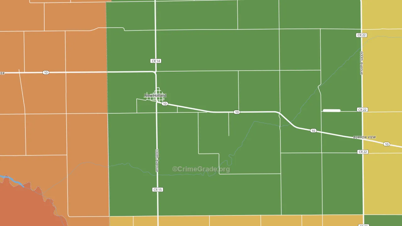 New Holland, IL Map of Burglary Rates