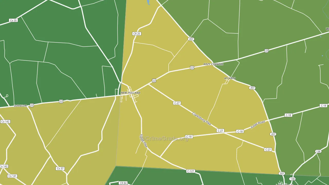 New Holland, OH Map of Burglary Rates