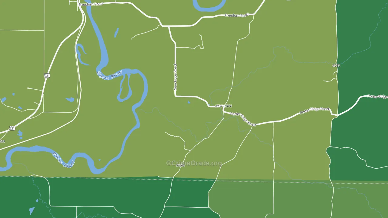 New Hope, IN Map of Burglary Rates