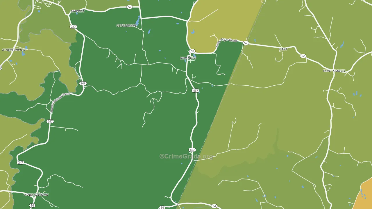 New Hope, KY Map of Burglary Rates