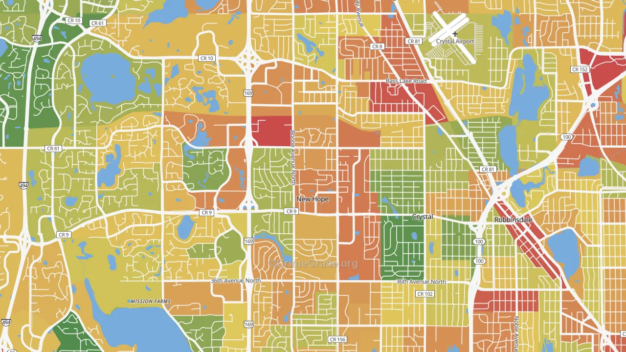 New Hope, MN Map of Burglary Rates