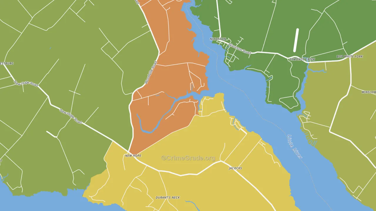 New Hope, NC Map of Burglary Rates