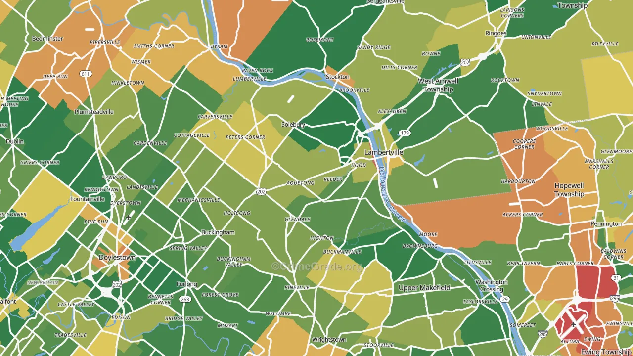 New Hope, PA Map of Burglary Rates