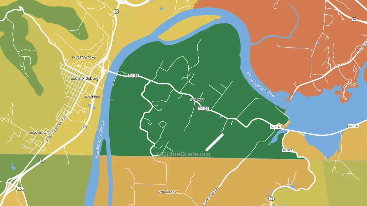 New Hope, TN Map of Burglary Rates