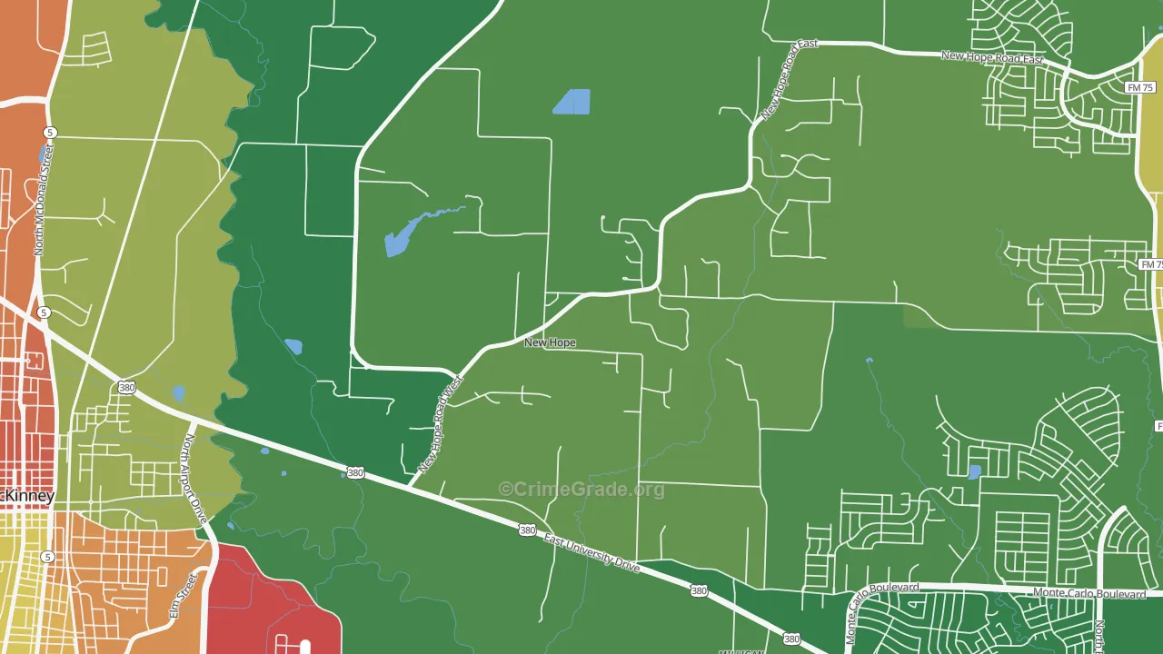 New Hope, TX Map of Burglary Rates