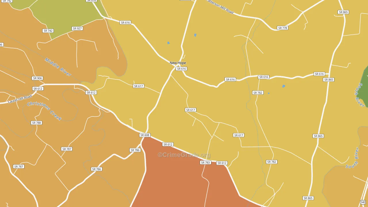 New Hope, VA Map of Burglary Rates
