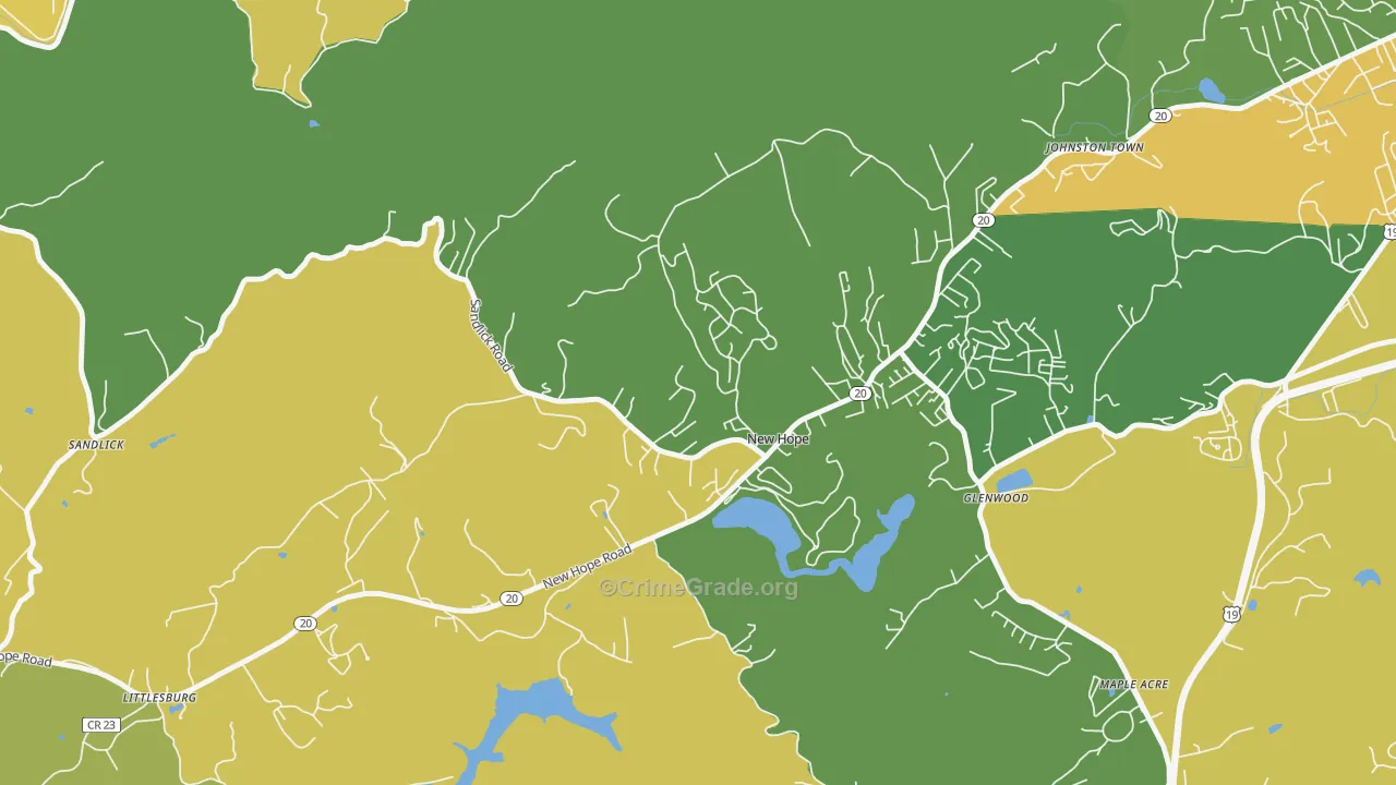 New Hope, WV Map of Burglary Rates