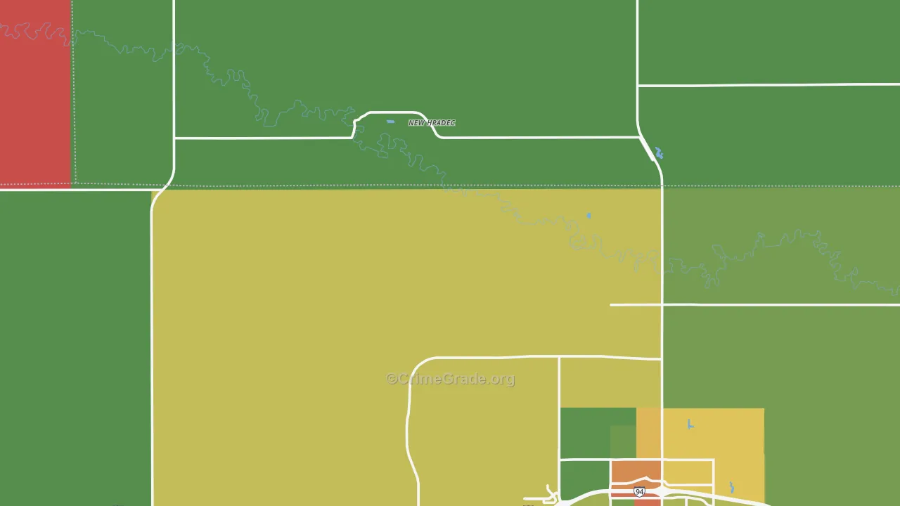 New Hradec, ND Map of Burglary Rates