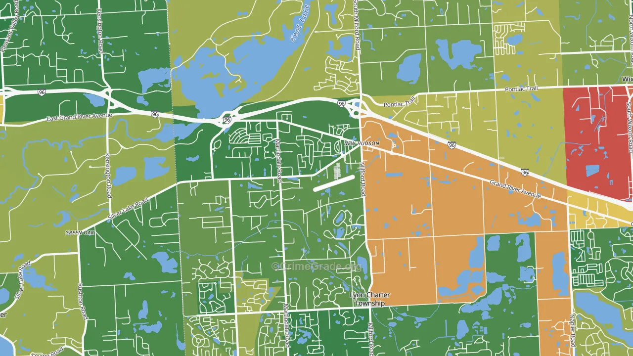 New Hudson, MI Map of Burglary Rates