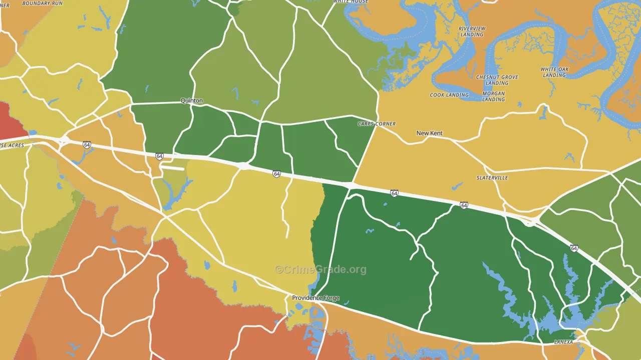 New Kent County, VA Map of Burglary Rates