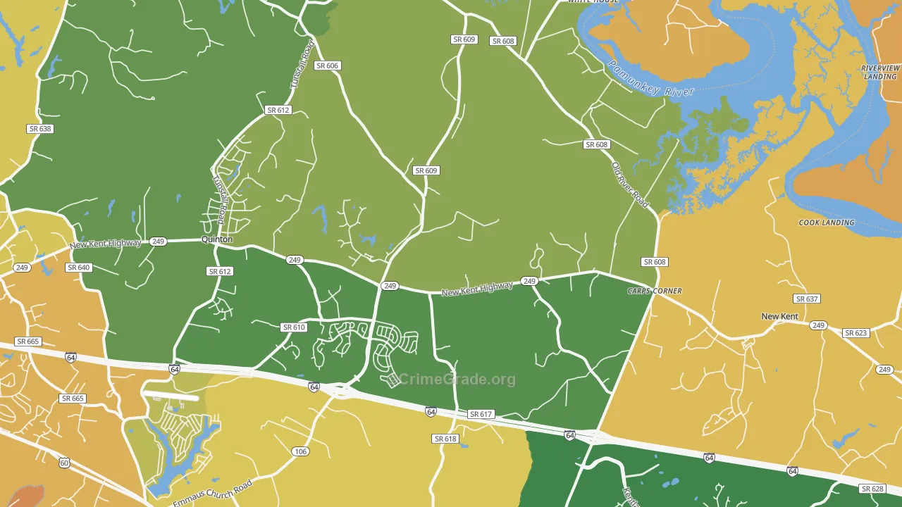 New Kent, VA Map of Burglary Rates