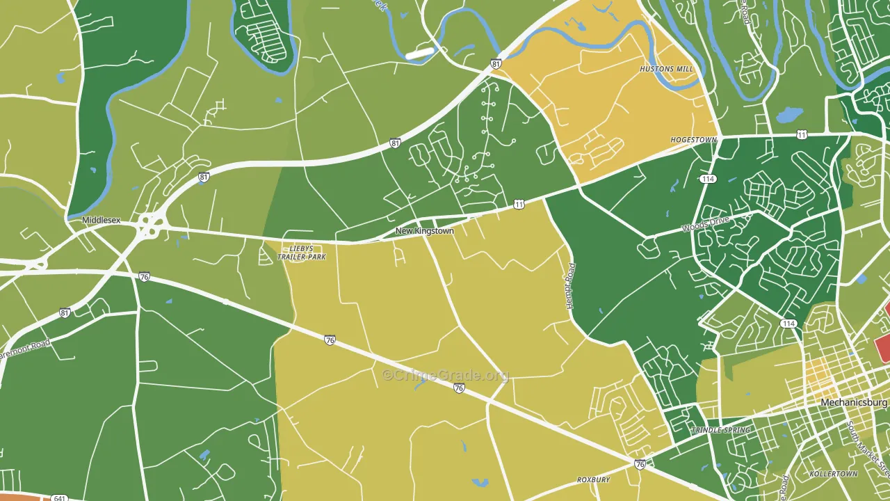 New Kingstown, PA Map of Burglary Rates