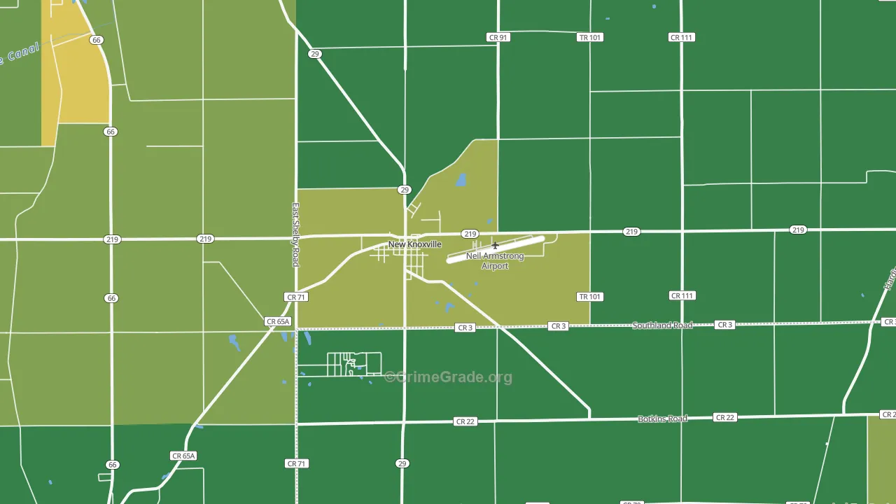 New Knoxville, OH Map of Burglary Rates