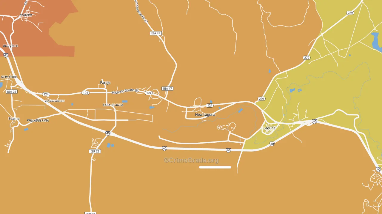 New Laguna, NM Map of Burglary Rates