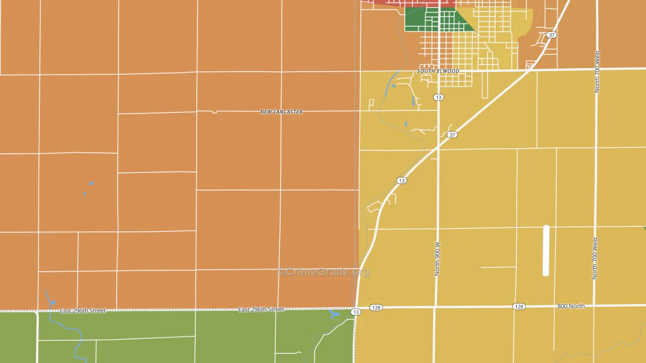 New Lancaster, IN Map of Burglary Rates