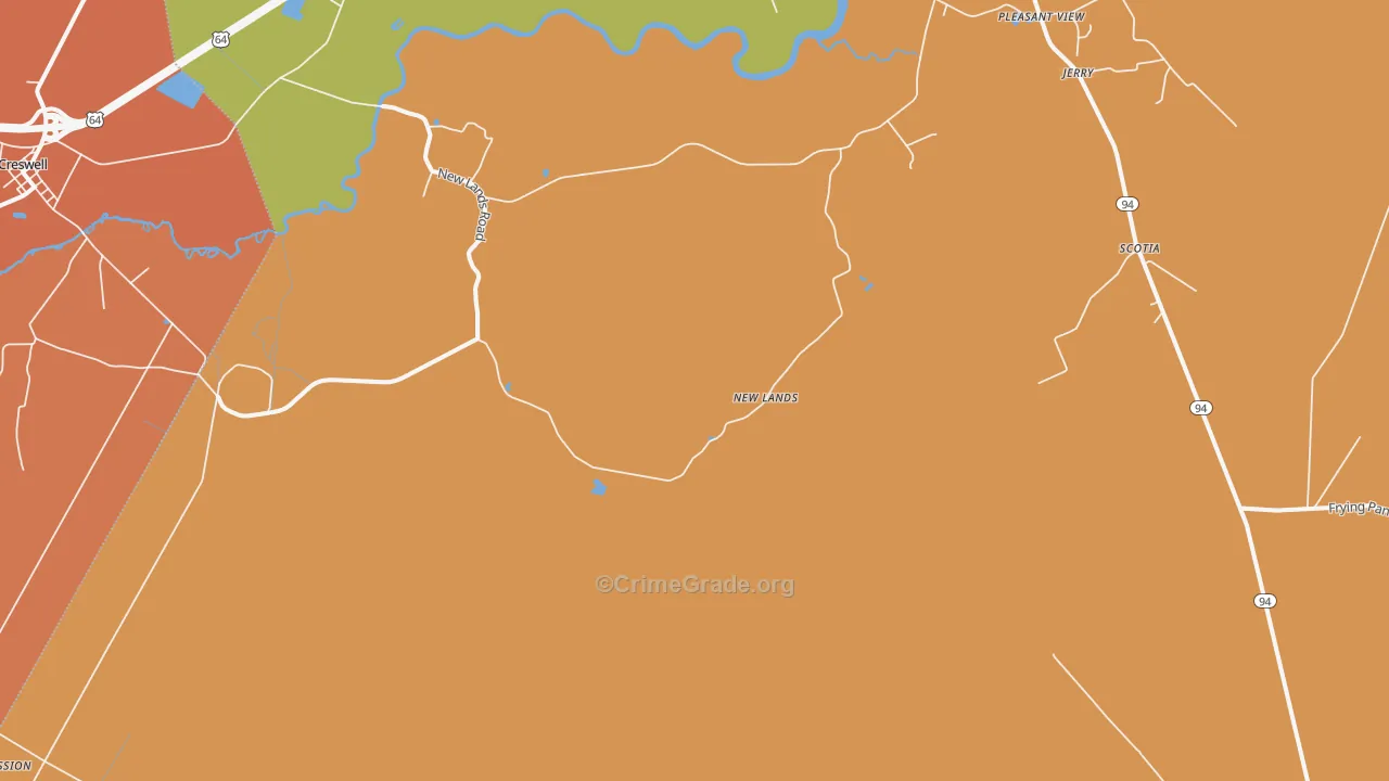 New Lands, NC Map of Burglary Rates