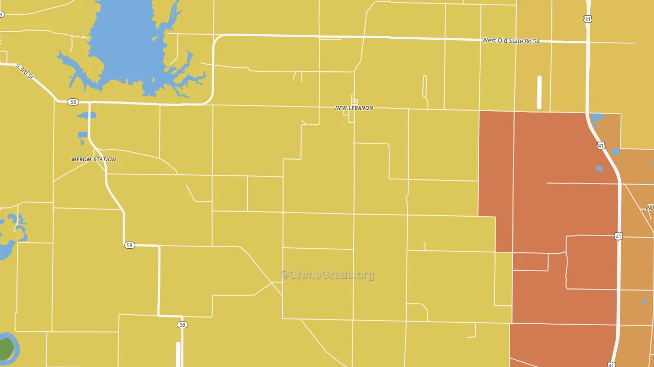 New Lebanon, IN Map of Burglary Rates