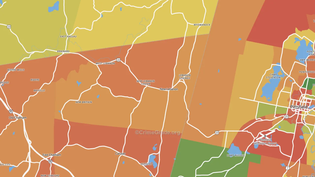 New Lebanon, NY Map of Burglary Rates