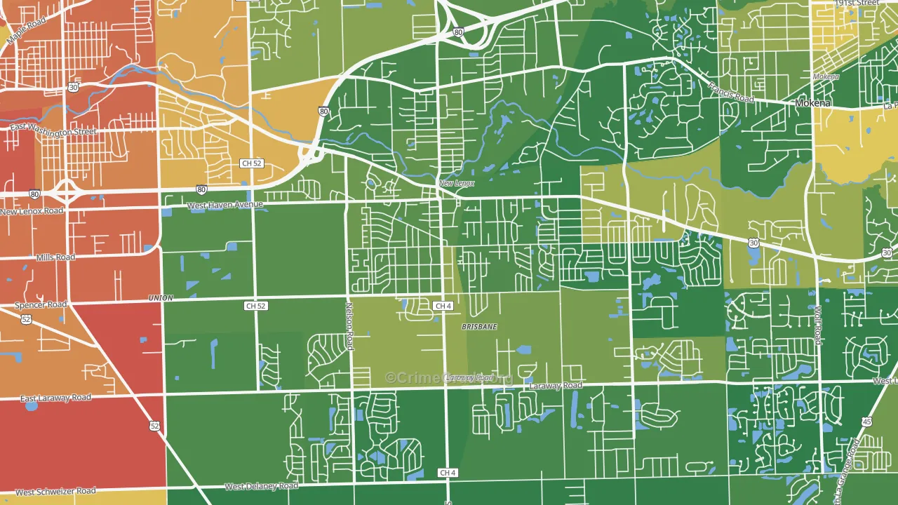 New Lenox, IL Map of Burglary Rates