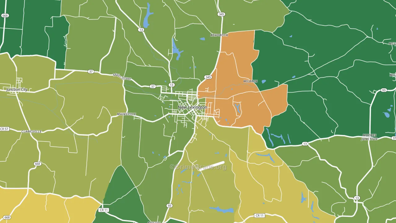 New Lexington, OH Map of Burglary Rates