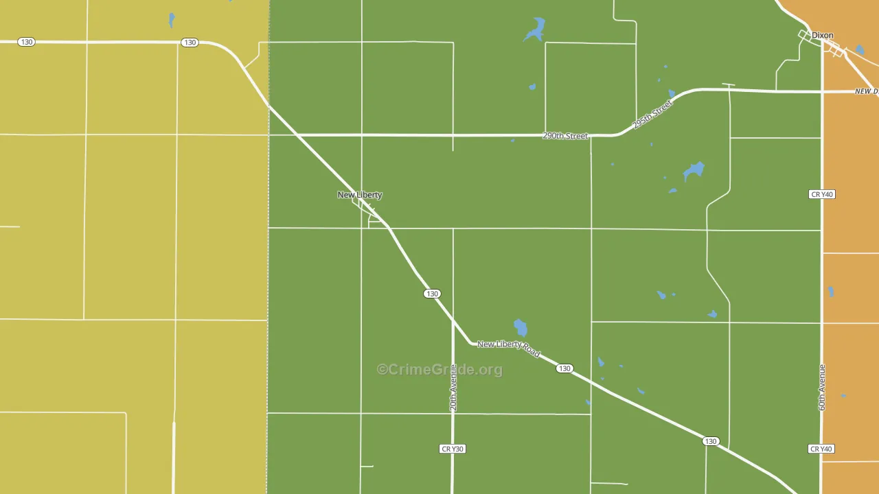 New Liberty, IA Map of Burglary Rates