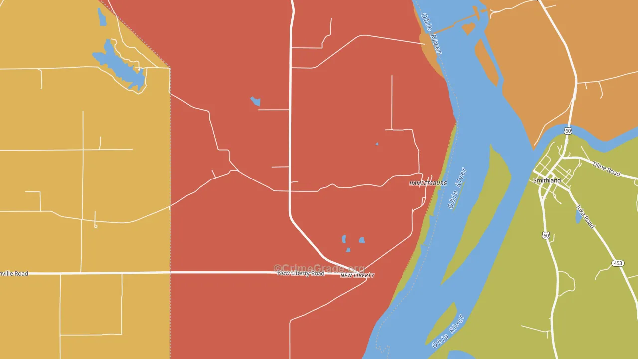 New Liberty, IL Map of Burglary Rates