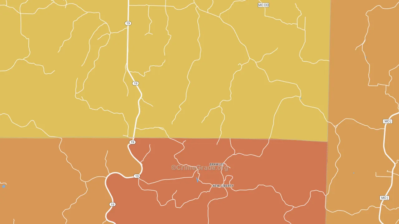 New Liberty, MO Map of Burglary Rates
