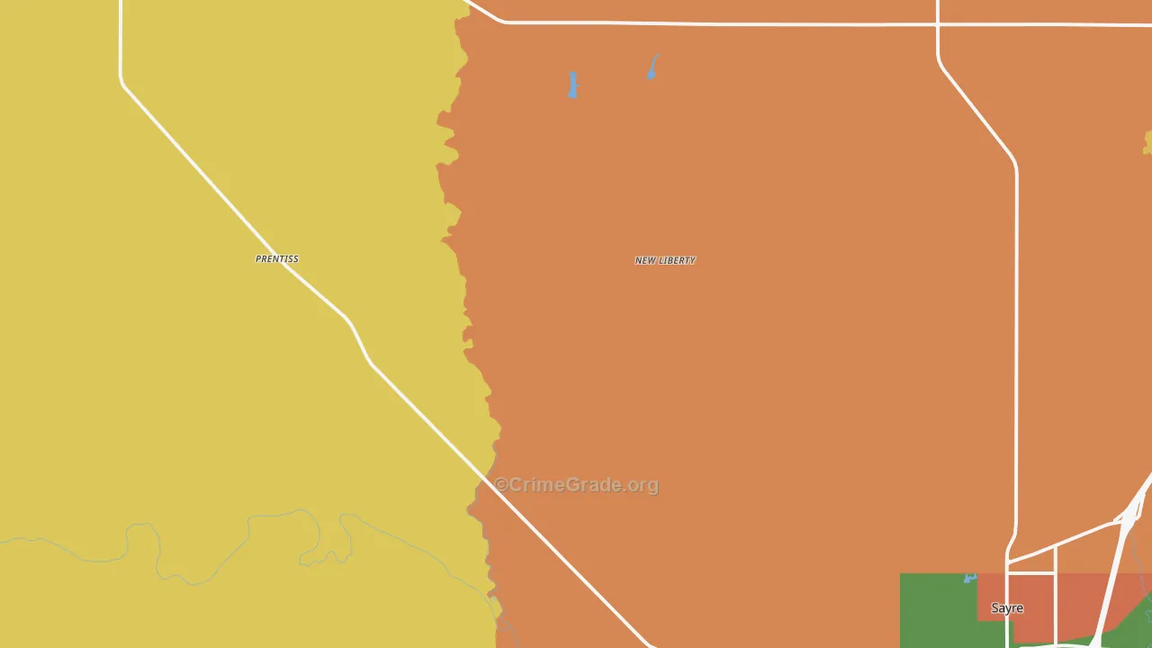 New Liberty, OK Map of Burglary Rates