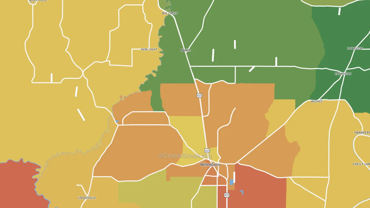 New Light, LA Map of Burglary Rates