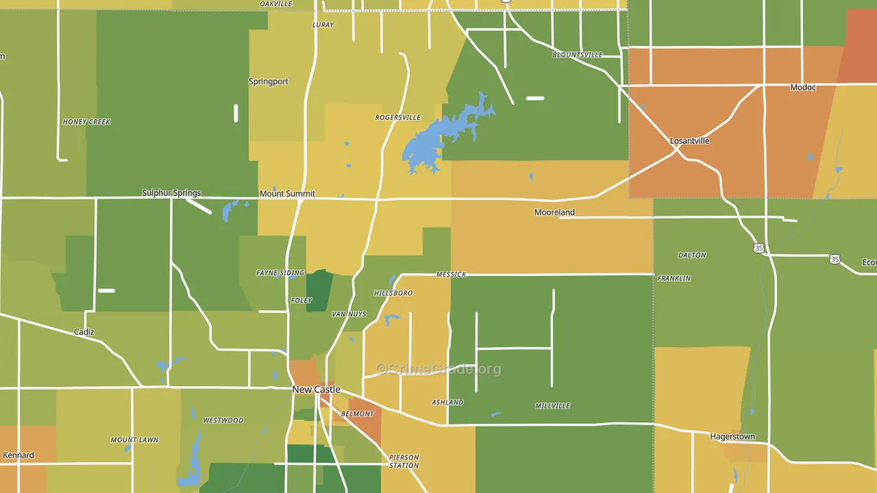 New Lisbon, IN Map of Burglary Rates