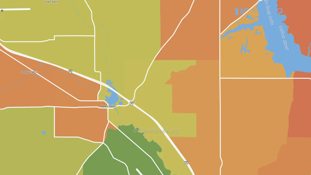 New Lisbon, WI Map of Burglary Rates