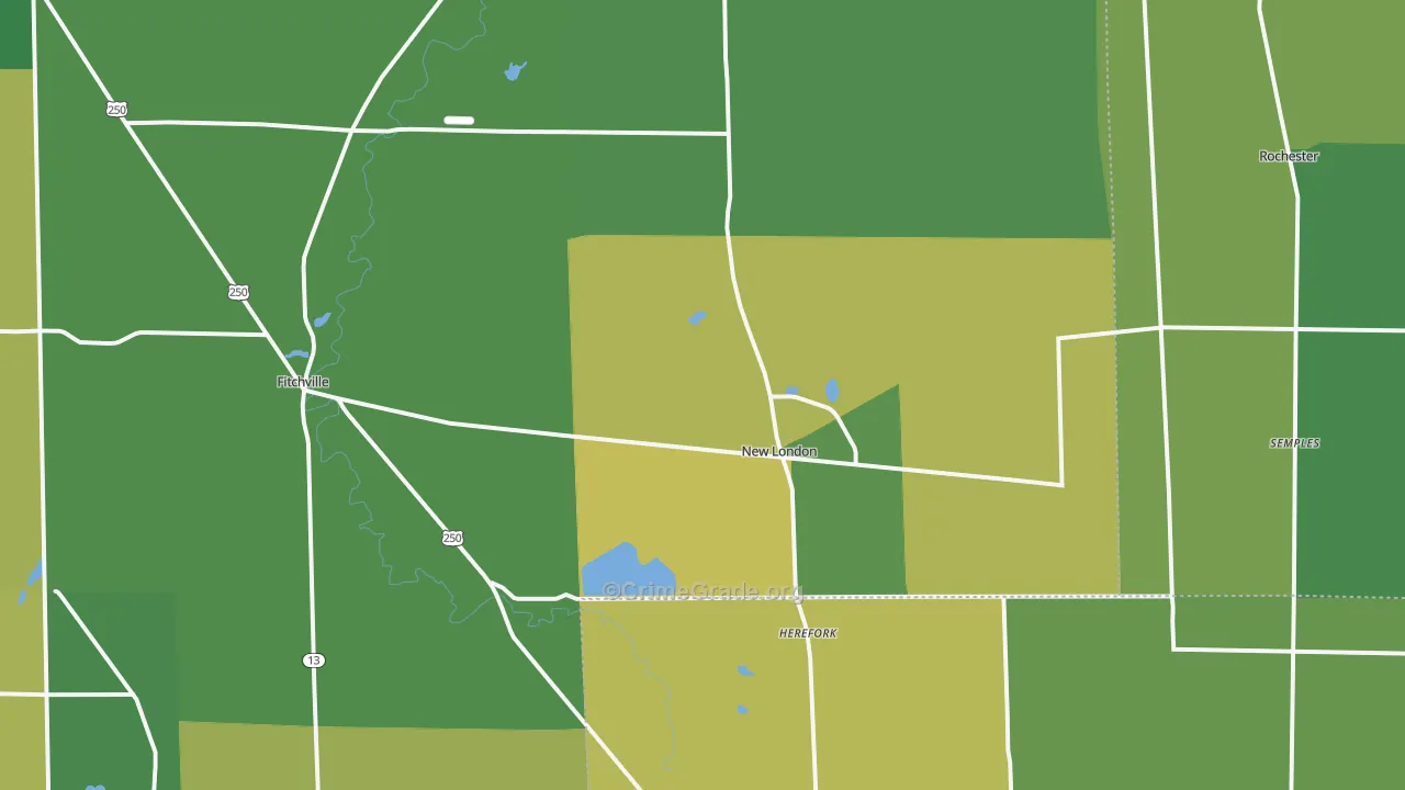 New London, OH Map of Burglary Rates