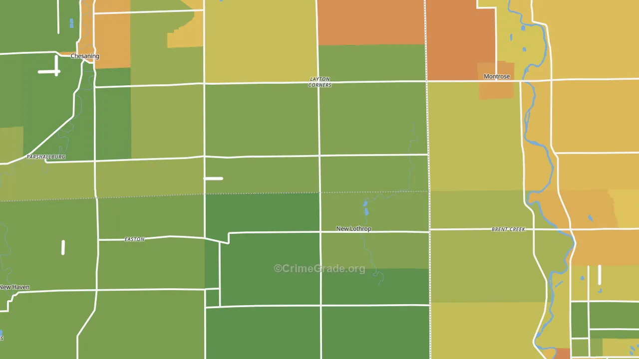 New Lothrop, MI Map of Burglary Rates