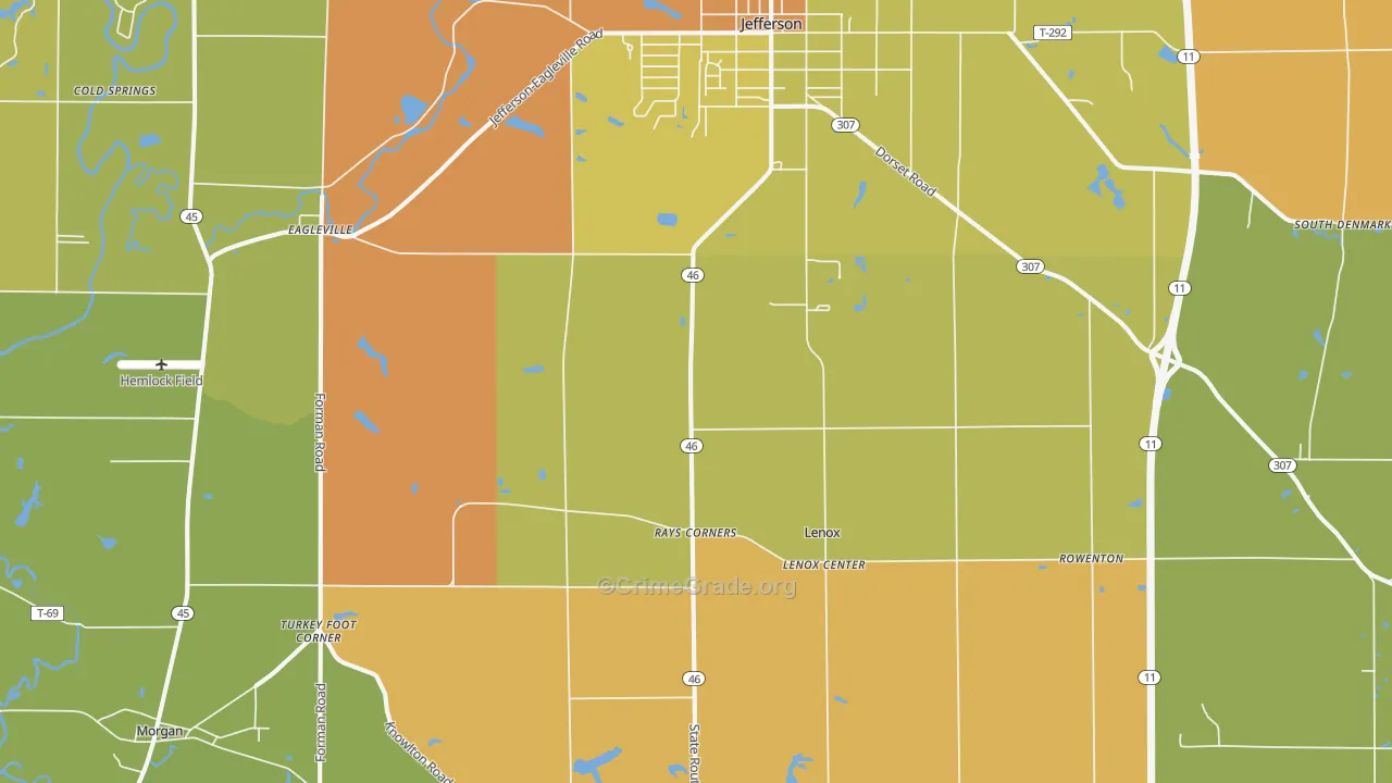 New Lyme, OH Map of Burglary Rates