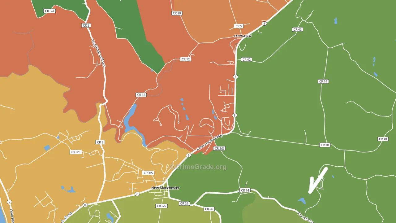 New Manchester, WV Map of Burglary Rates