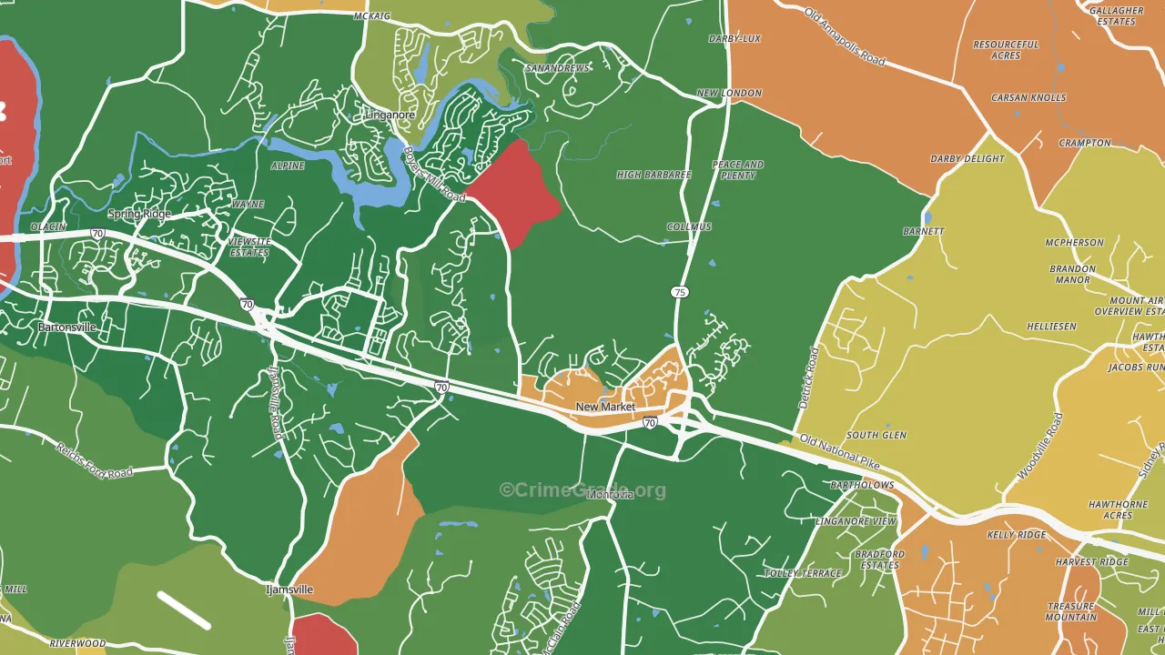 New Market, MD Map of Burglary Rates