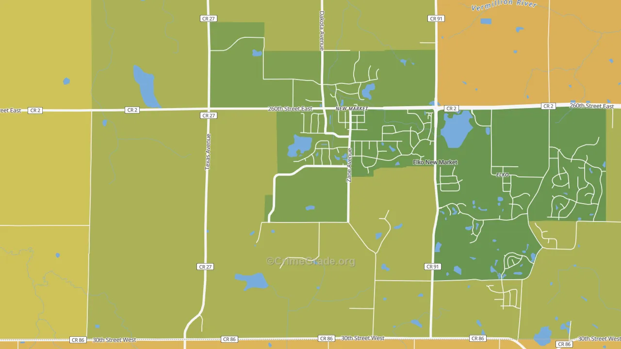 New Market, MN Map of Burglary Rates