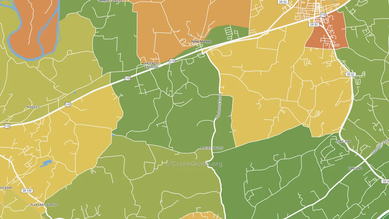New Market, TN Map of Burglary Rates