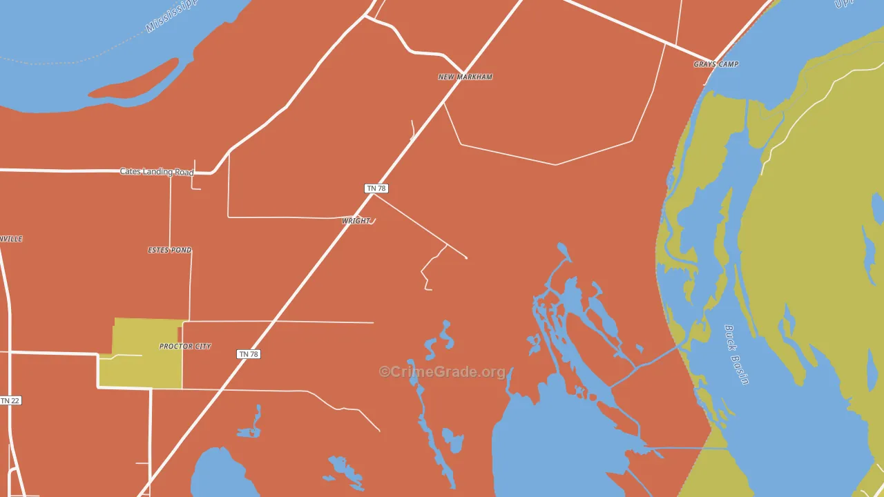 New Markham, TN Map of Burglary Rates