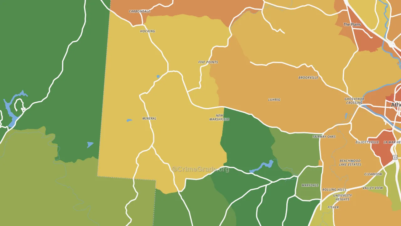 New Marshfield, OH Map of Burglary Rates