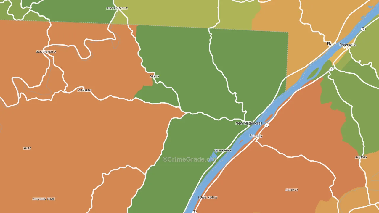 New Matamoras, OH Map of Burglary Rates