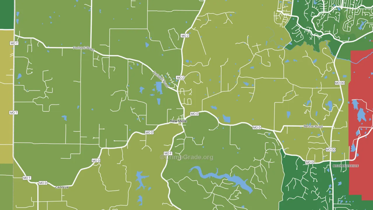 New Melle, MO Map of Burglary Rates