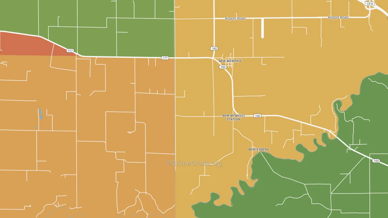 New Memphis, IL Map of Burglary Rates