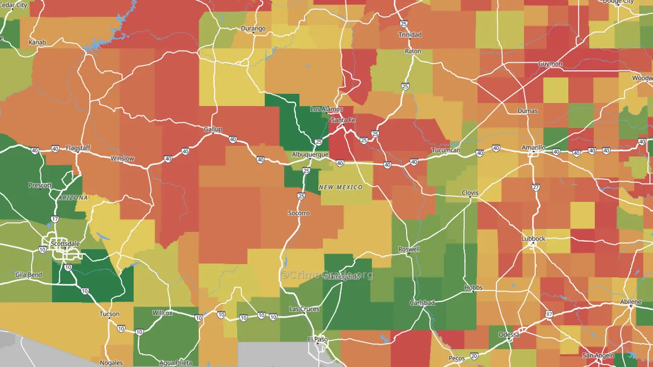 New Mexico Map of Burglary Rates