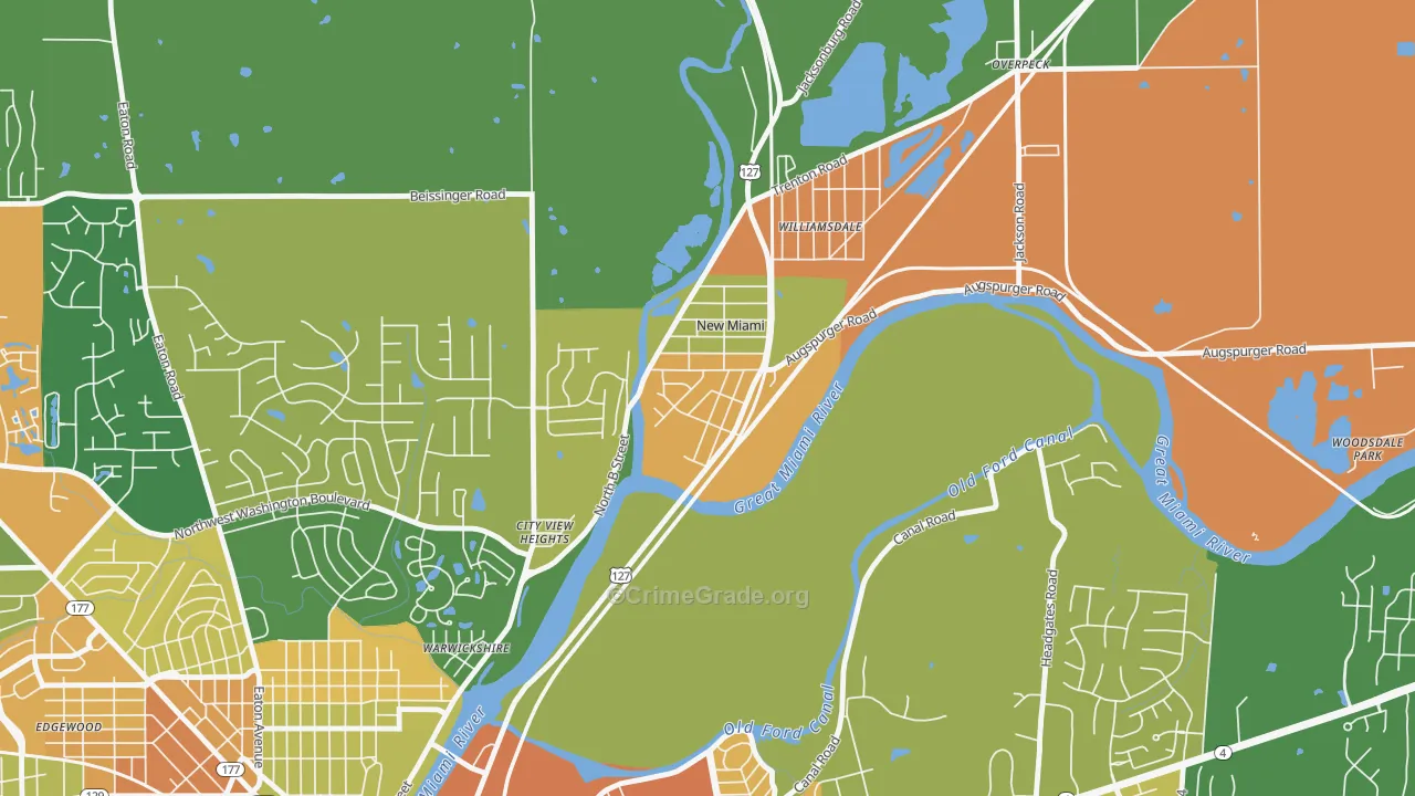 New Miami, OH Map of Burglary Rates
