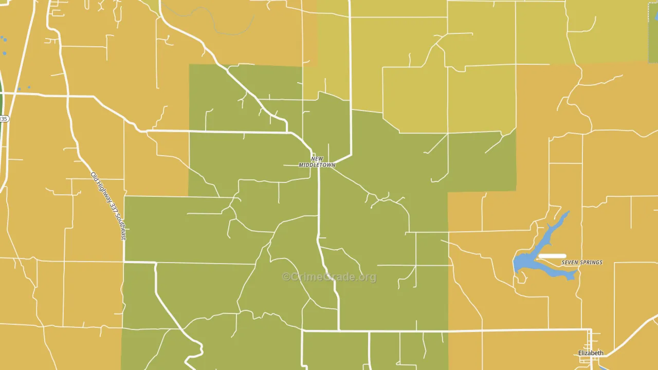 New Middletown, IN Map of Burglary Rates