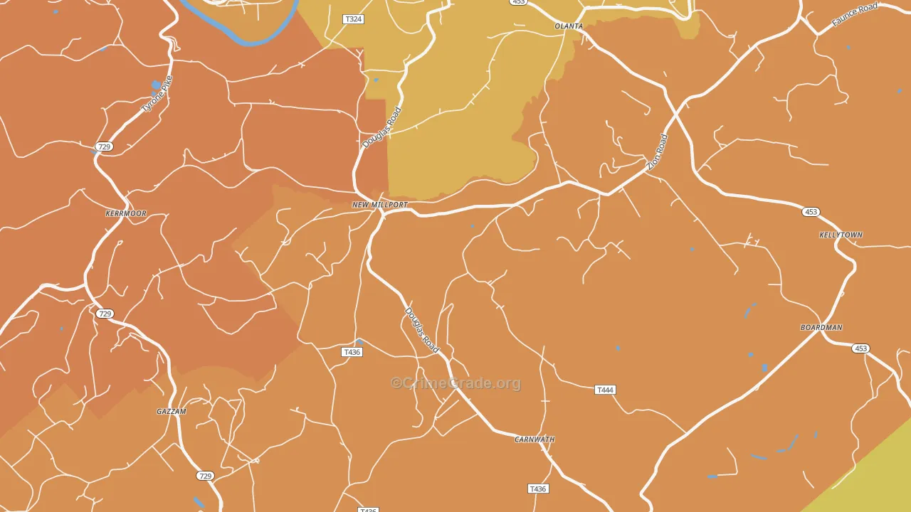 New Millport, PA Map of Burglary Rates