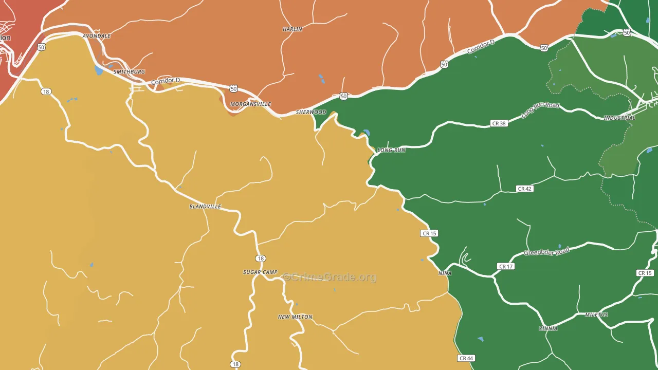 New Milton, WV Map of Burglary Rates