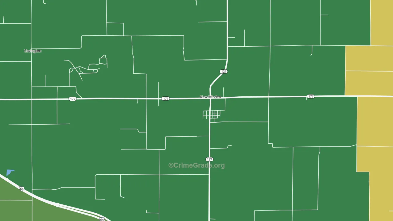 New Minden, IL Map of Burglary Rates