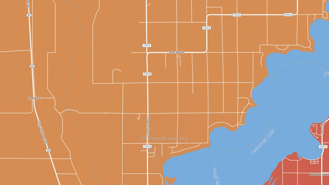 New Miner, WI Map of Burglary Rates